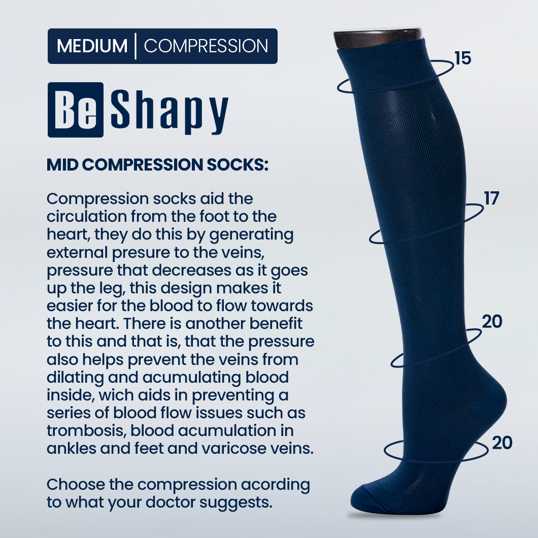 Be Shapy | Knee High Leg Compression Socks | Largas Unisex