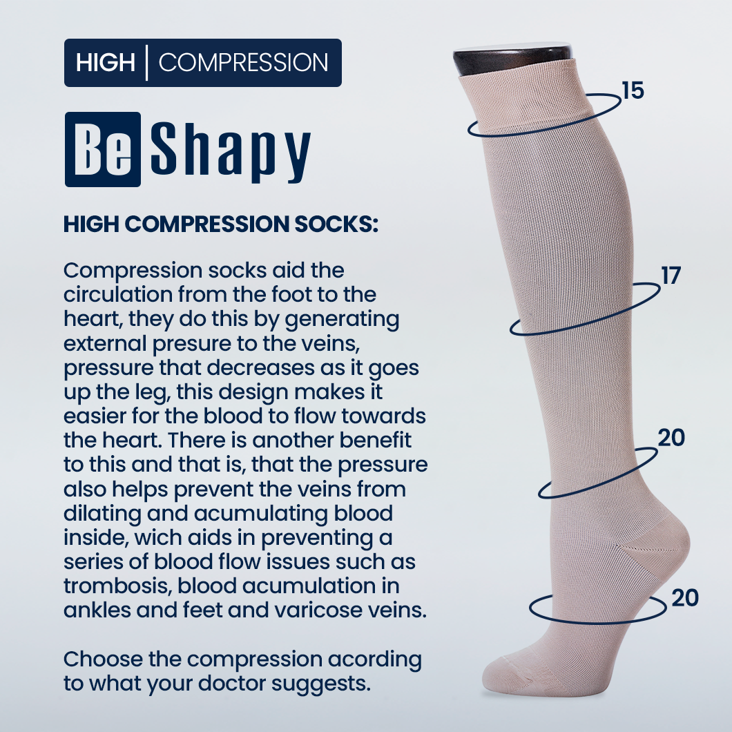 Be Shapy | Knee High Leg Compression Socks | Largas Unisex