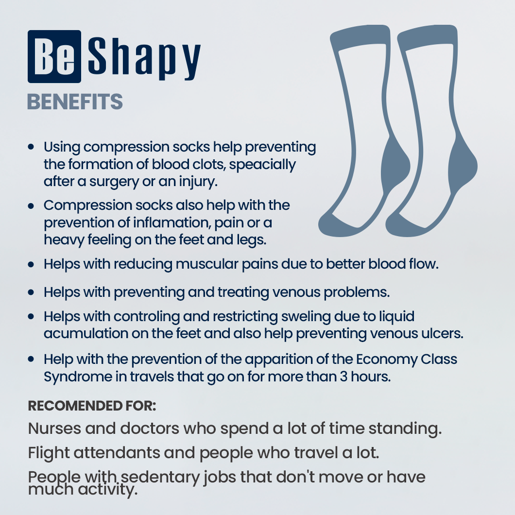 Be Shapy | Knee High Leg Compression Socks | Largas Unisex