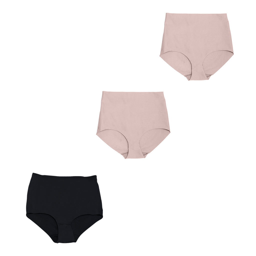 Daily Use Under Wear 3-Pack Tummy Control Mid Rise Shapewear Seamless Shaping Panties Sonryse SP620NC