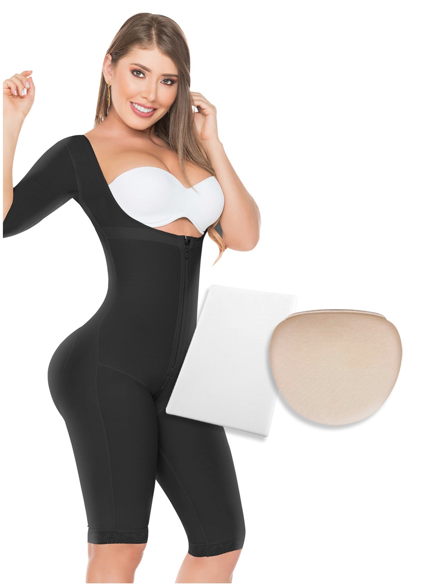 Be Shapy | Salome 0525 Postperative Colombian Fajas + Liposuction Board | Shapewear after Surgery with Sleeves