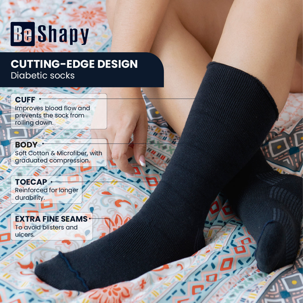 Be Shapy | Diabetic Compression Socks Low Cut Length | Medias para Diabeticos