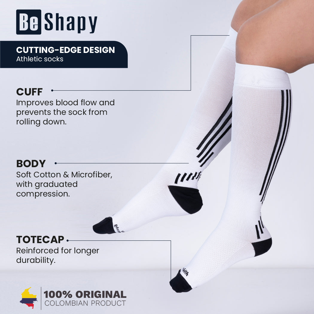 Be Shapy | Calf Sleeves Compression Athletic Socks | Medias de Compresión para Pantorrilla