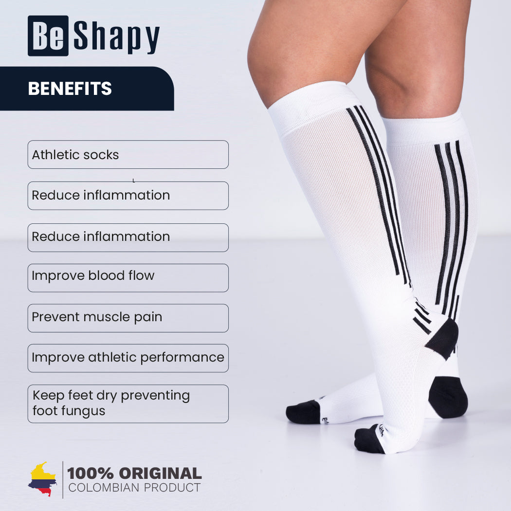 Be Shapy | Calf Sleeves Compression Athletic Socks | Medias de Compresión para Pantorrilla