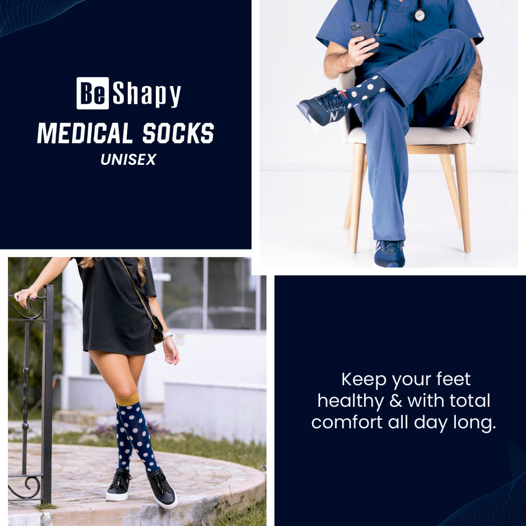 Be Shapy | Compression Socks Open Toes Knee High Leg Support | Medias de Compresión con Abertura en Dedos