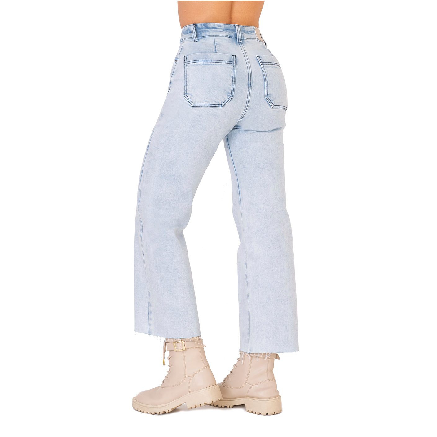LOWLA 212726 | High Rise Wide Leg Bootcut Colombian Jeans with Removable Pads