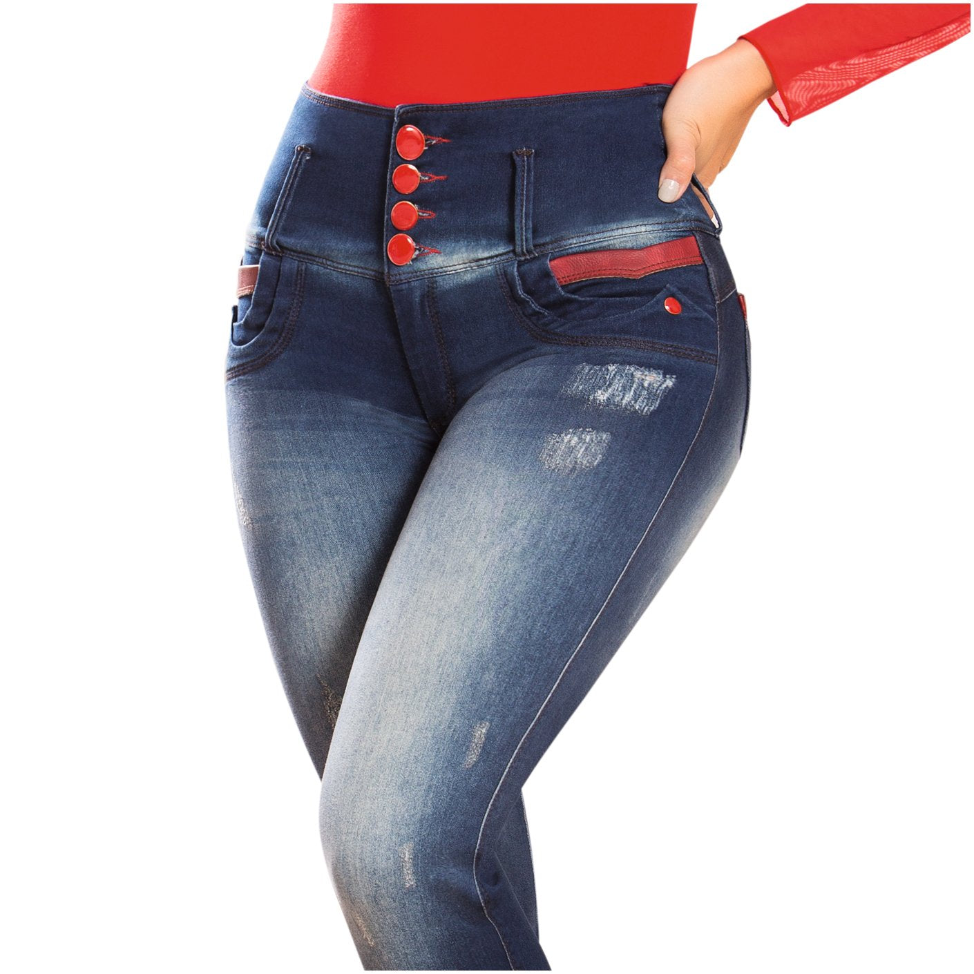 DRAXY 1342 Colombian Women's High Waisted Skinny Jeans