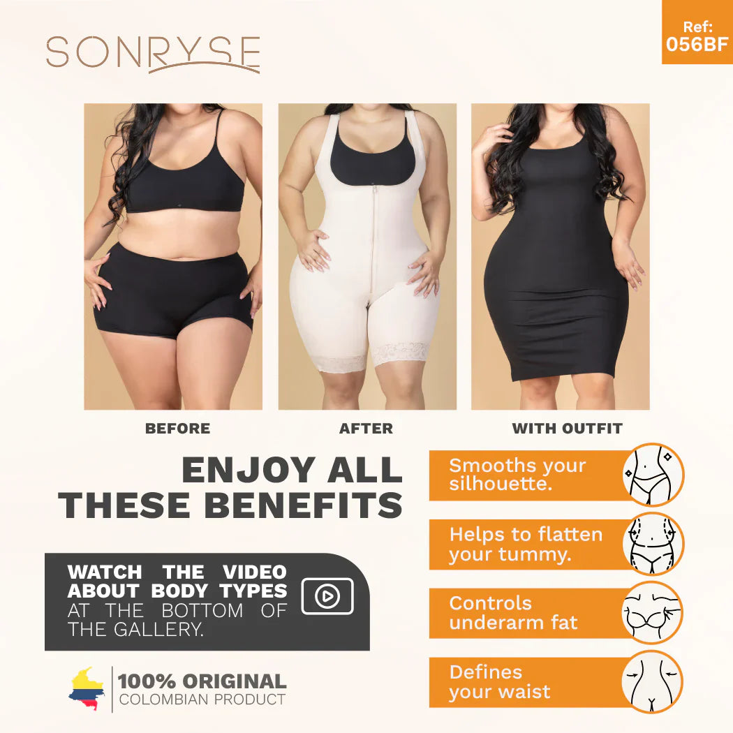 Fajas Sonryse 056BF | Colombian Postpartum Shapewear Bodysuit with Built-in Bra