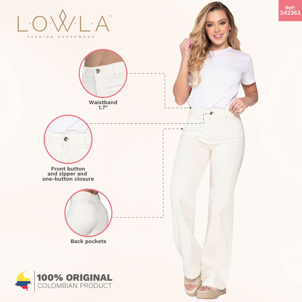 High Waisted White Straight Leg jeans for Women Lowla 242363