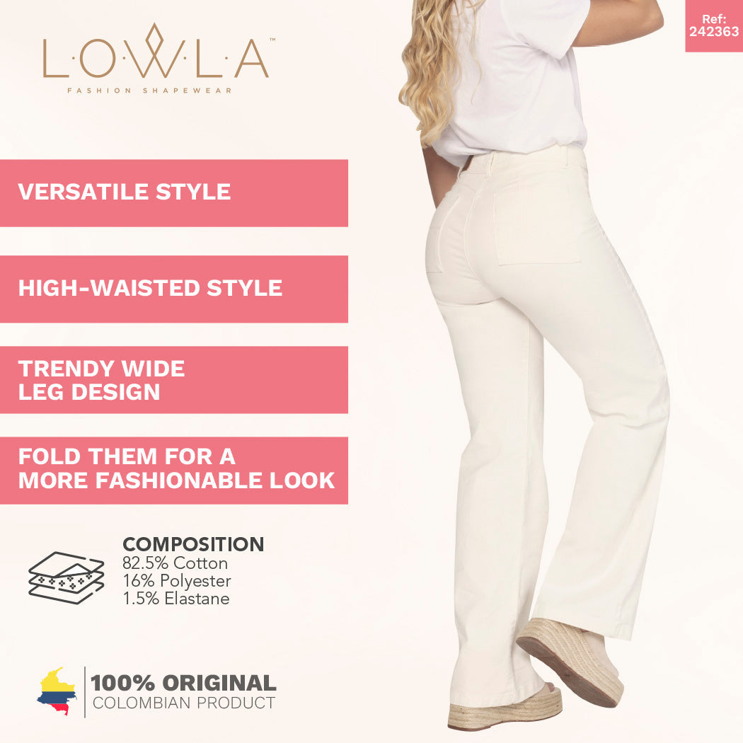 High Waisted White Straight Leg jeans for Women Lowla 242363