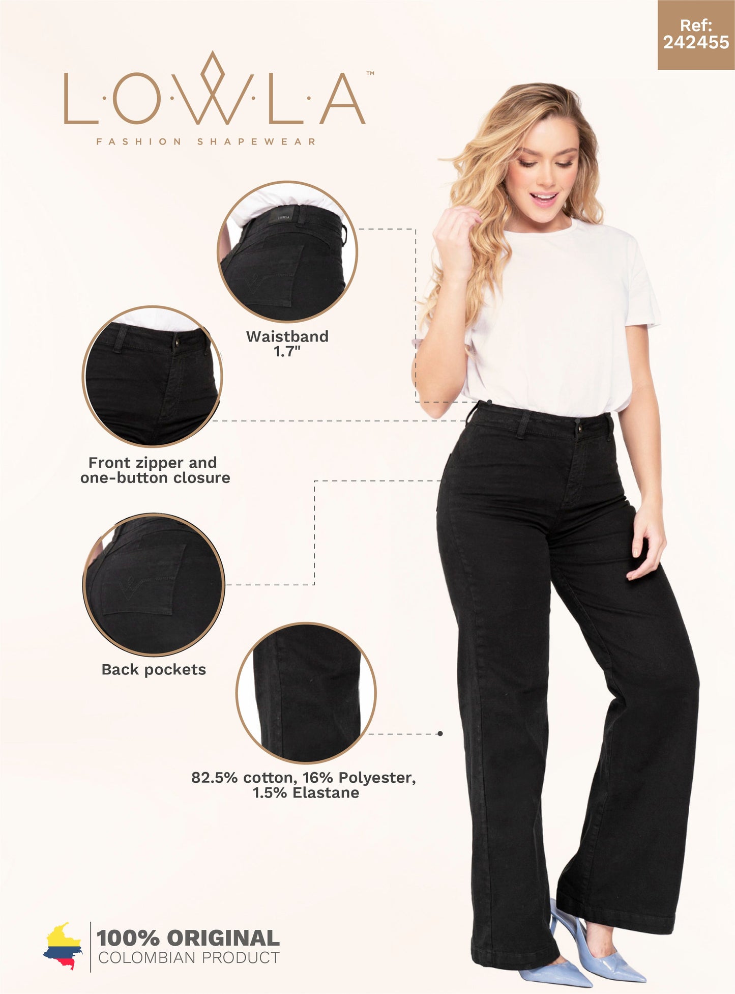 High Waisted White Straight Leg jeans for Women Lowla 242363