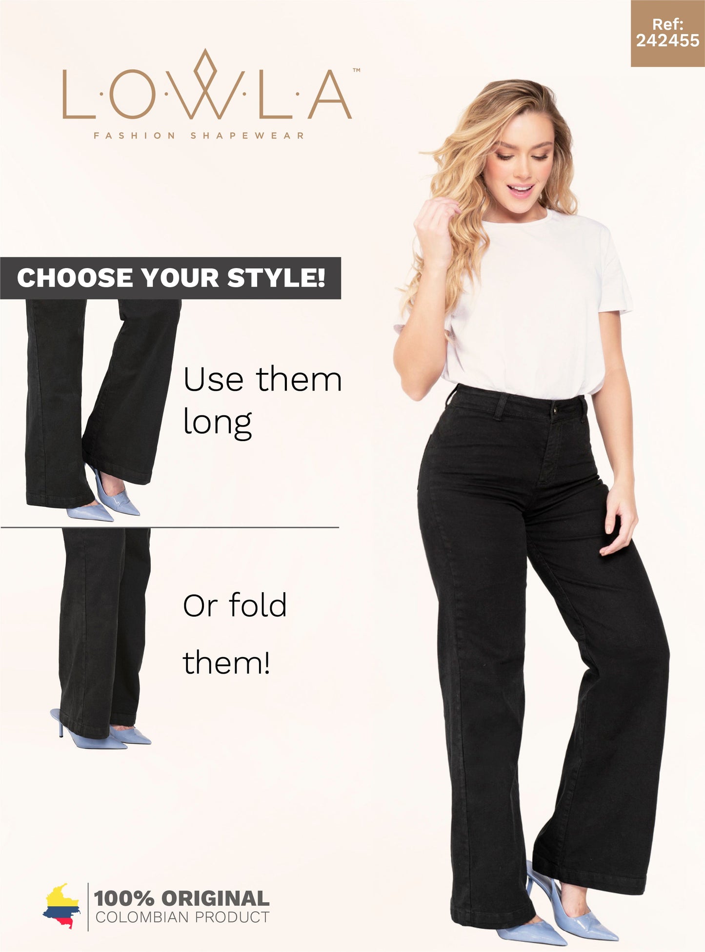 High Waisted White Straight Leg jeans for Women Lowla 242363
