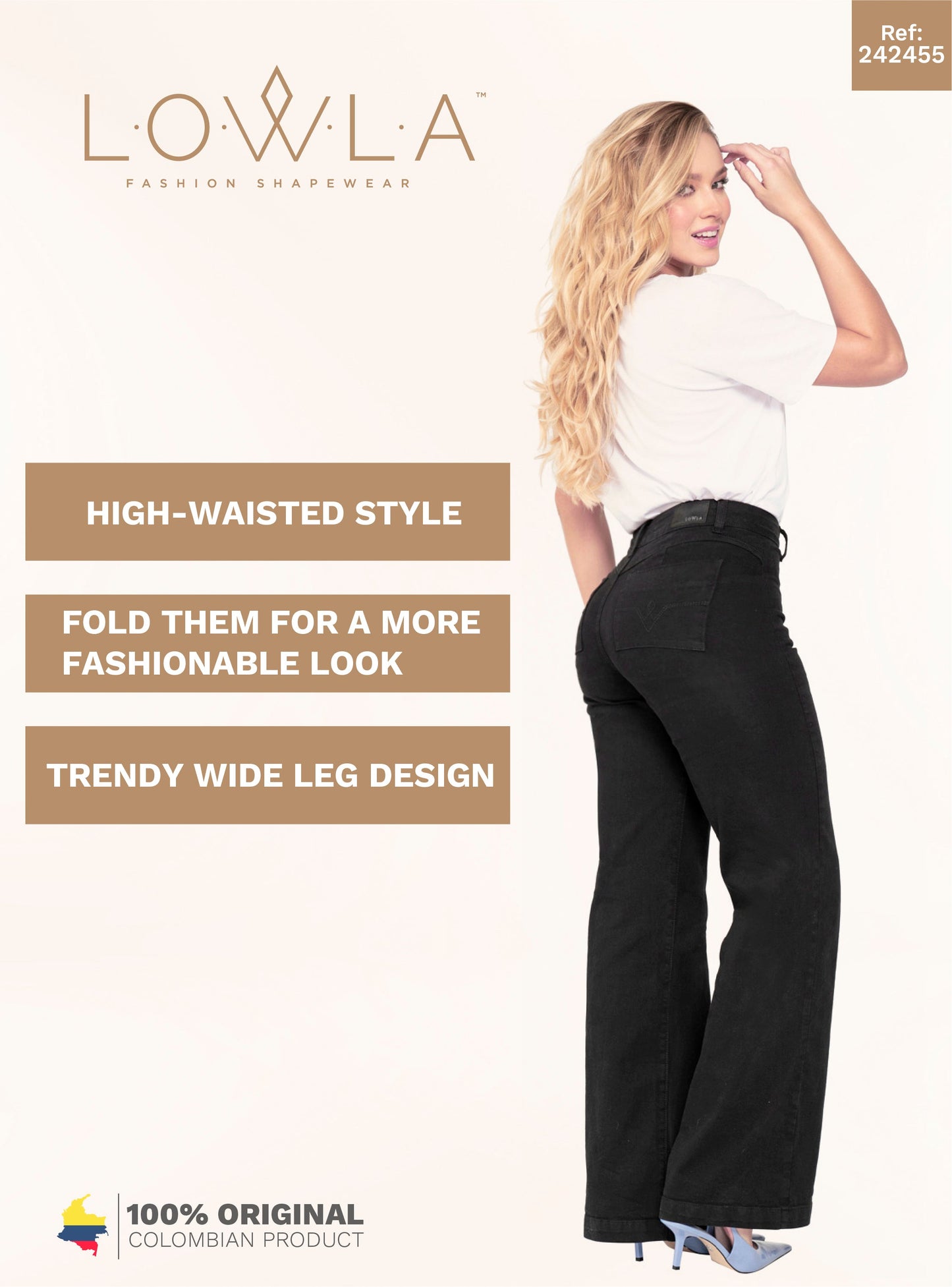 High Waisted White Straight Leg jeans for Women Lowla 242363