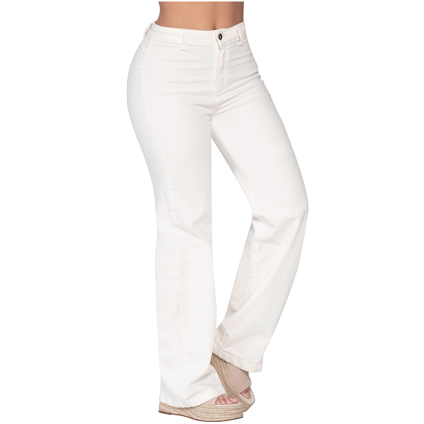 High Waisted White Straight Leg jeans for Women Lowla 242363