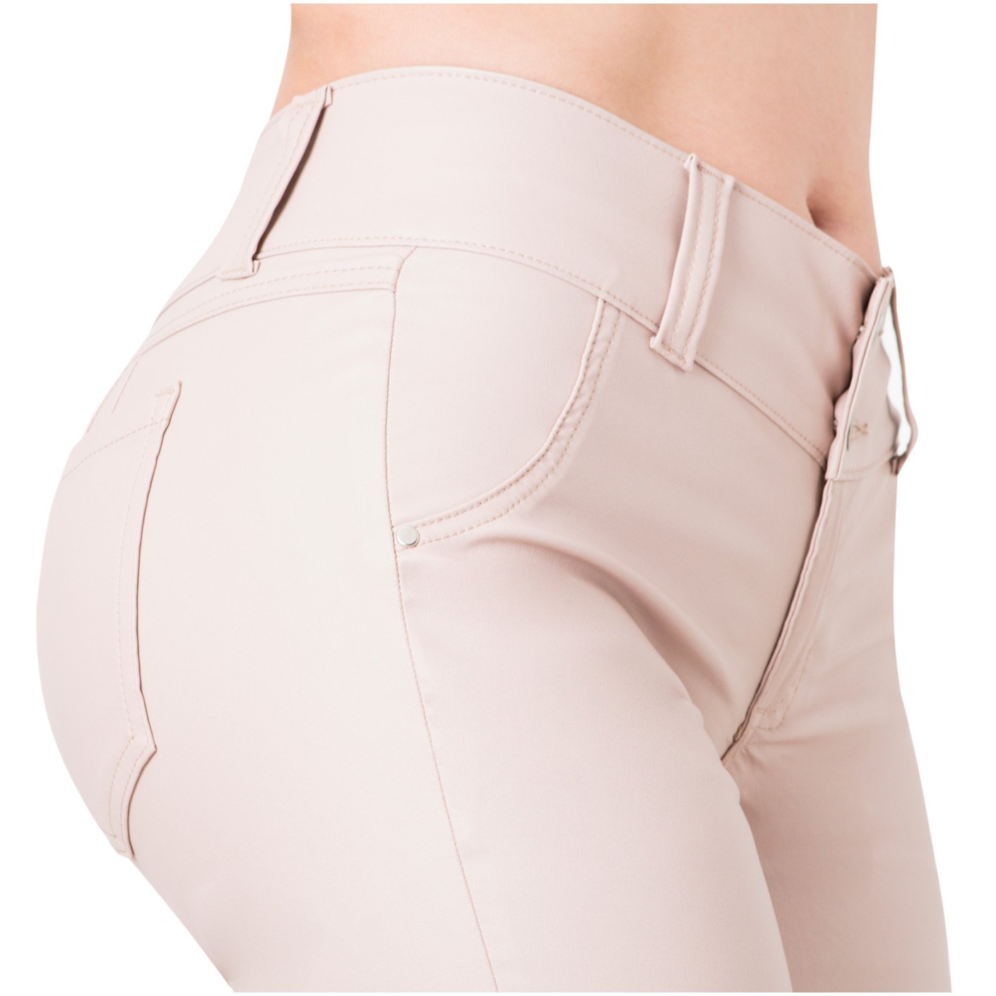 LOWLA CCS2B0719 | Faux Leather Mid Rise Jeans For Women