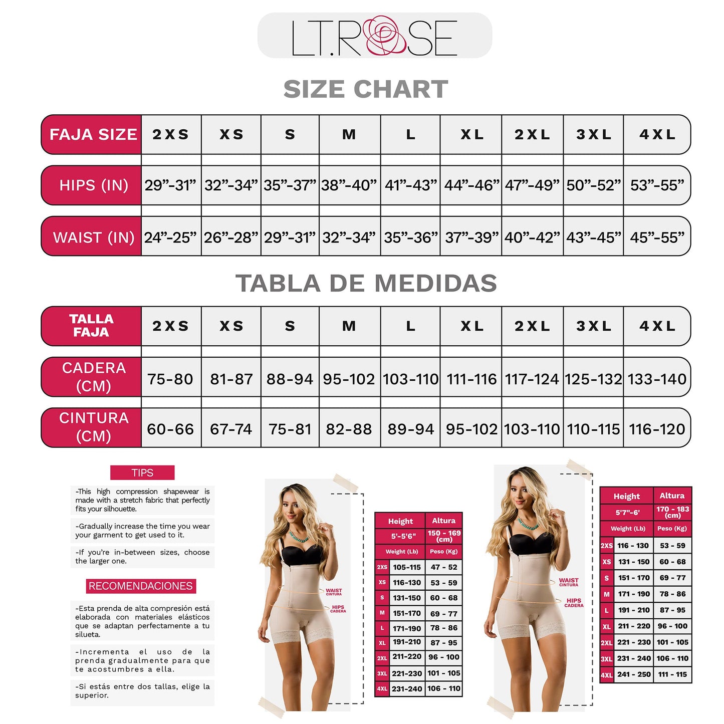 Daily Use Waist Trainer High compression & Hook and eye closure Fajas Laty Rose 1042