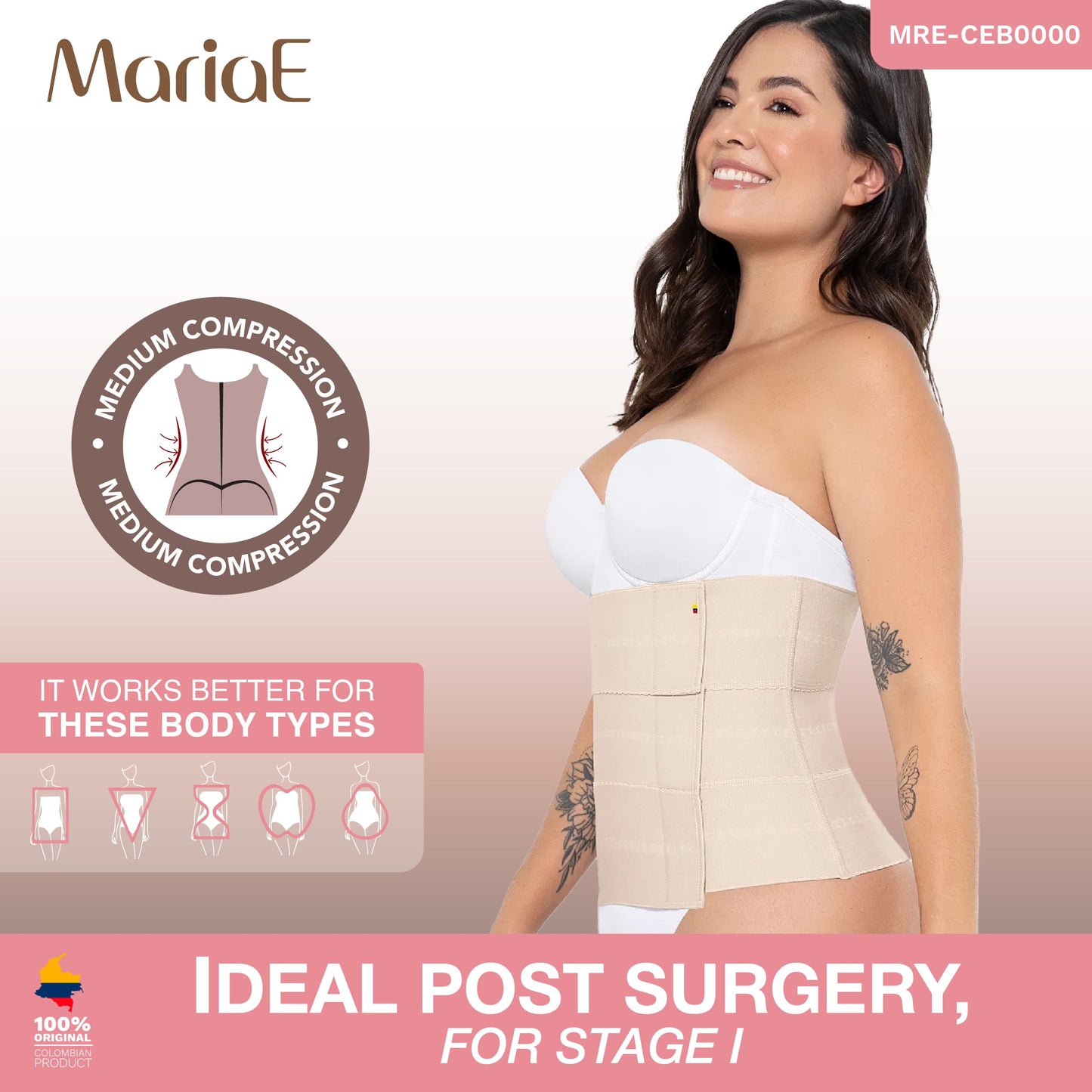 MARIAE CEB0000 Post Surgery Waist Cincher Stage 1 Faja Colombiana Medium Control