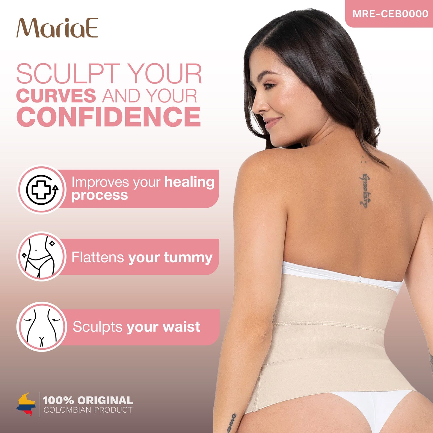 MARIAE CEB0000 Post Surgery Waist Cincher Stage 1 Faja Colombiana Medium Control
