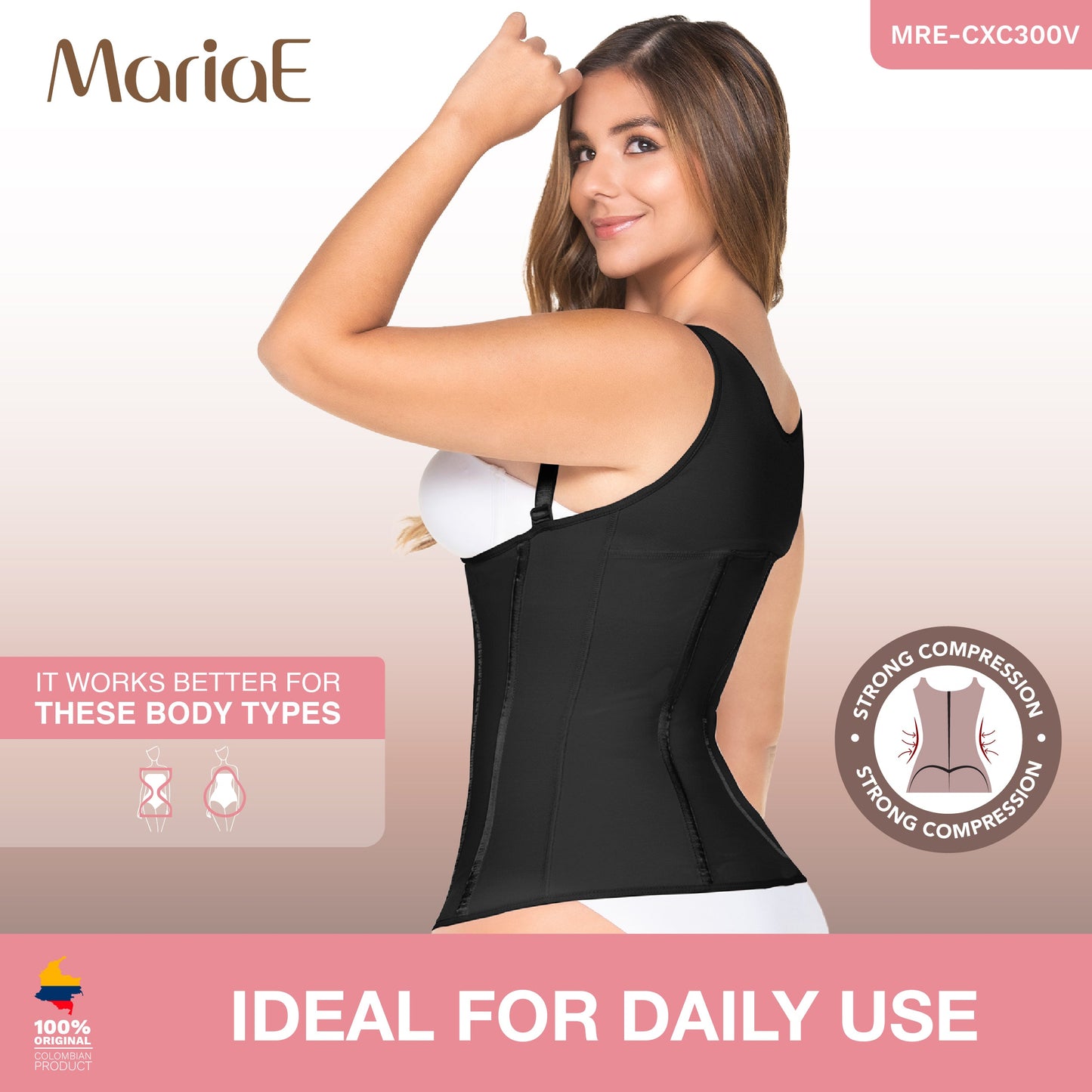 MARIAE CXC300V Hourglass Firm Vest Shapewear for Women Colombian Fajas High Compression