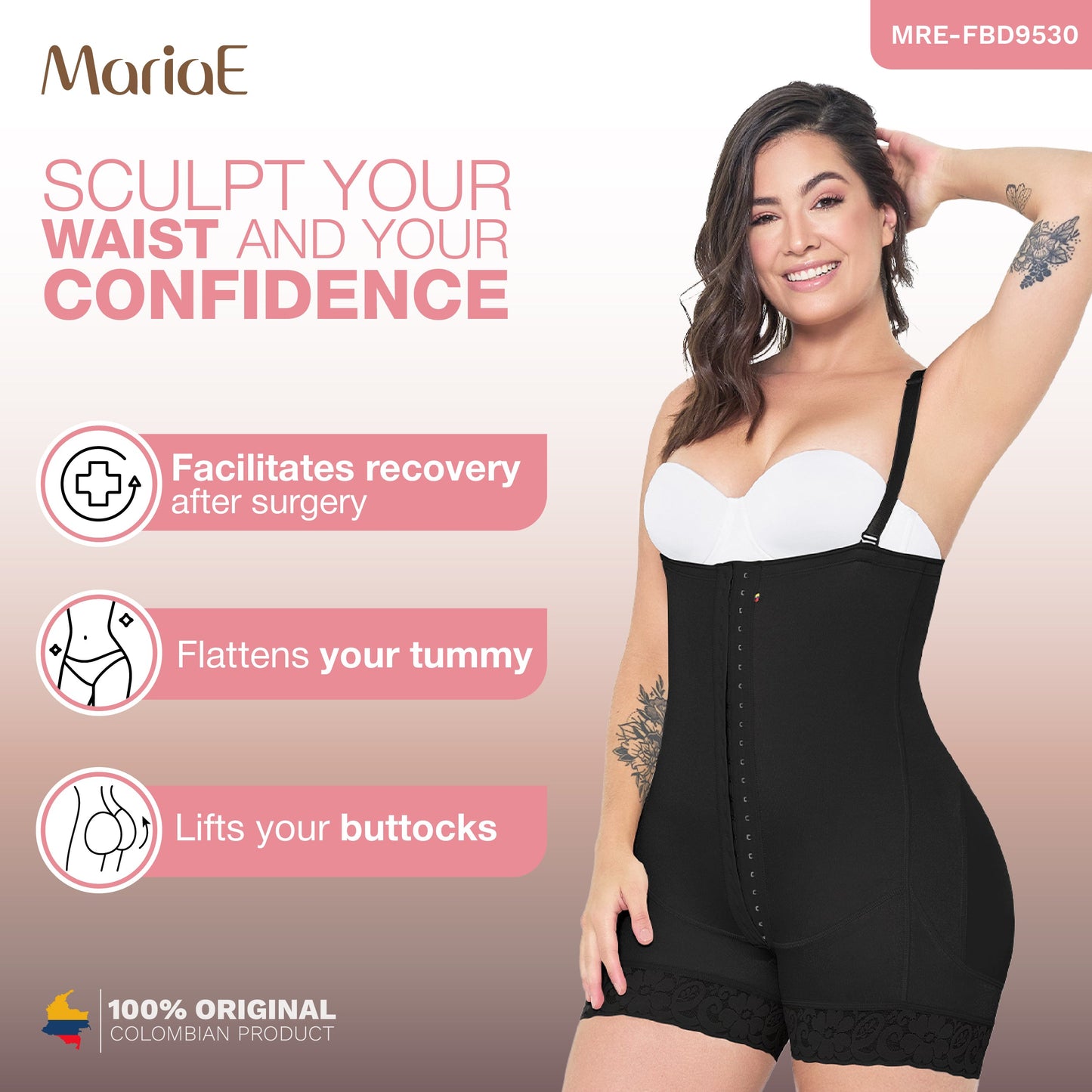 MARIAE FBD9530 Stage 2 Faja Colombiana Postparto After Tummy Tuck Mid Thigh & Open Bust
