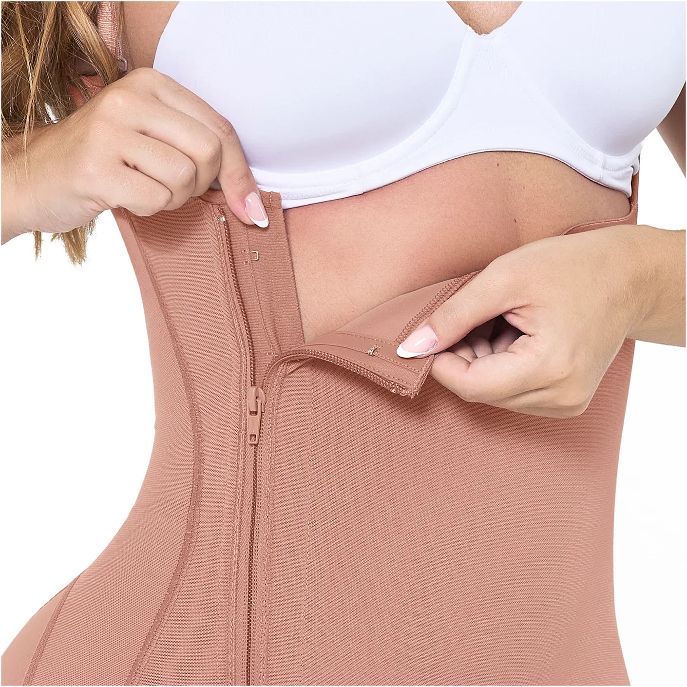 MARIAE FPL3330 Stage 2 Faja Colombiana Post Surgery Postpartum Shapewear Bodysuit Short Length with Side Ziipper & Open Bust