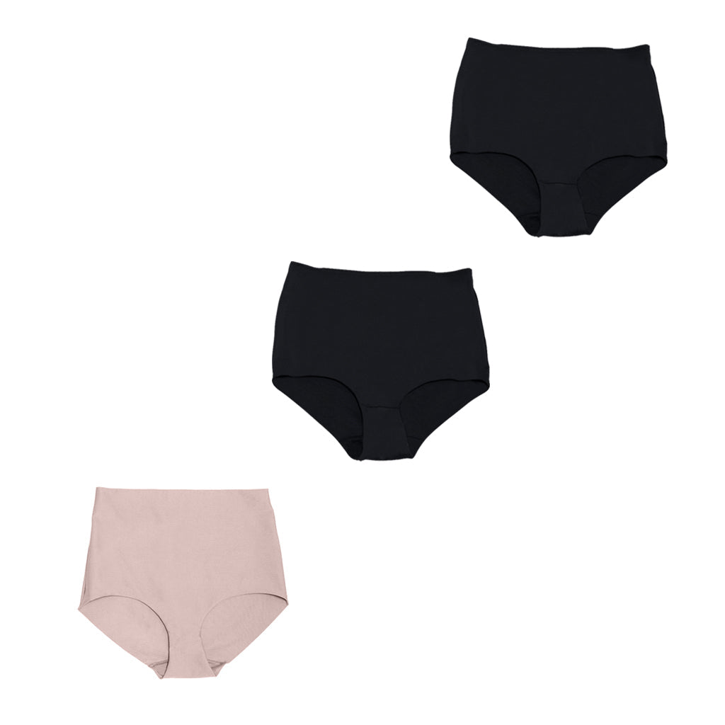 Daily Use Under Wear 3-Pack Tummy Control Mid Rise Shapewear Seamless Shaping Panties Sonryse SP620NC
