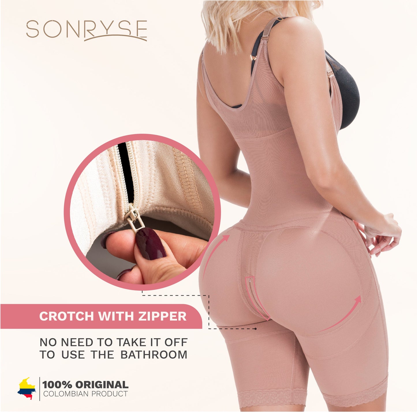 SONRYSE 048BF |  Post Surgery and Pospartum Open Bust Shapewear Fajas Colombianas | Powernet