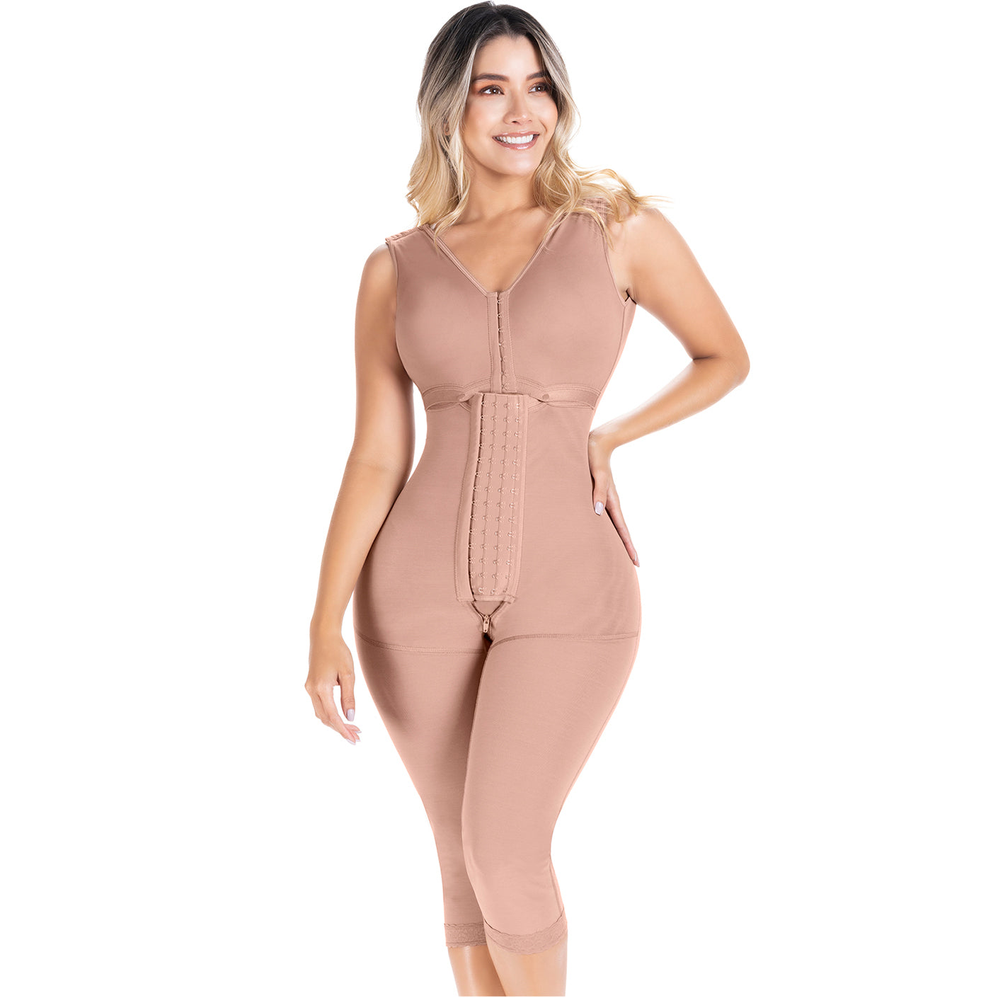 Fajas Sonryse 054BF | Tummy Control Compression Girdle Colombian Full Body Shaper with Built-in Bra | Post Surgery Postpartum