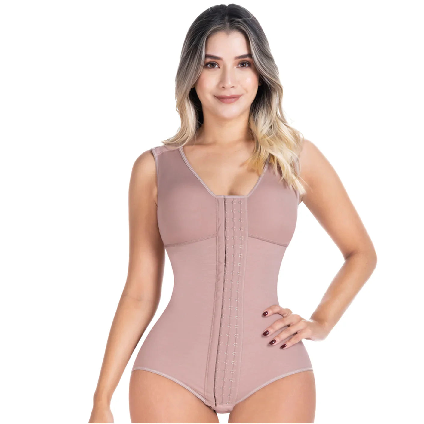 Fajas Sonryse 056BF | Colombian Postpartum Shapewear Bodysuit with Built-in Bra