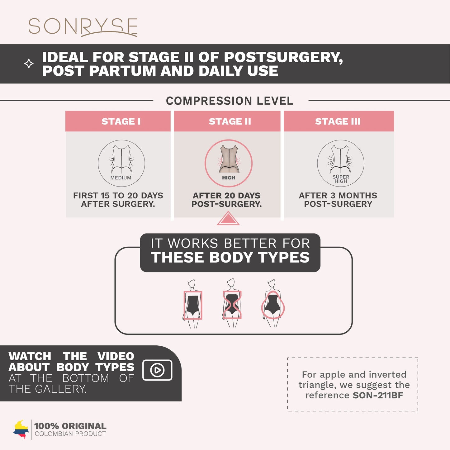 Fajas Sonryse 084 | Postpartum Colombian Girdle with Bra | Stage 2 Post Surgery Body Shaper