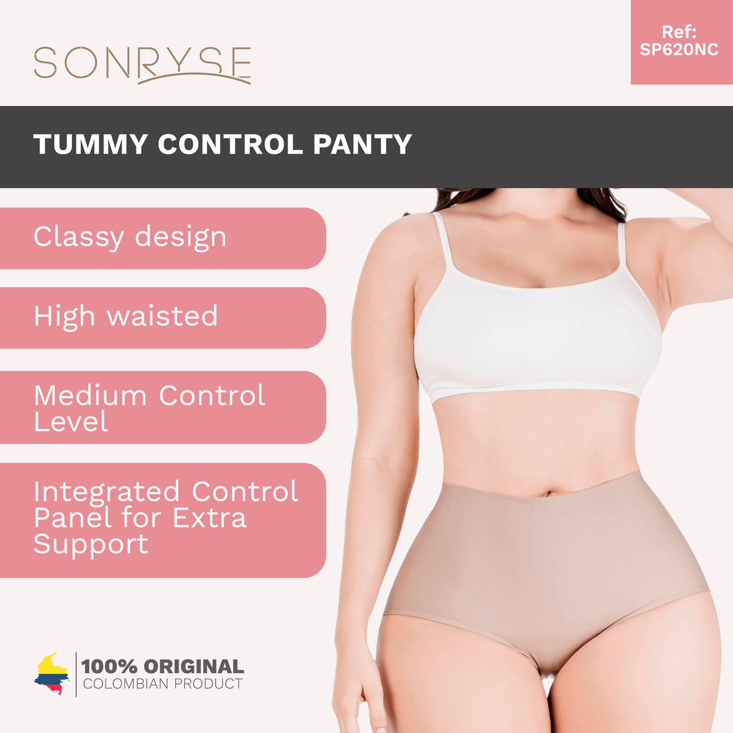Daily Use Under Wear 3-Pack Tummy Control Mid Rise Shapewear Seamless Shaping Panties Sonryse SP620NC