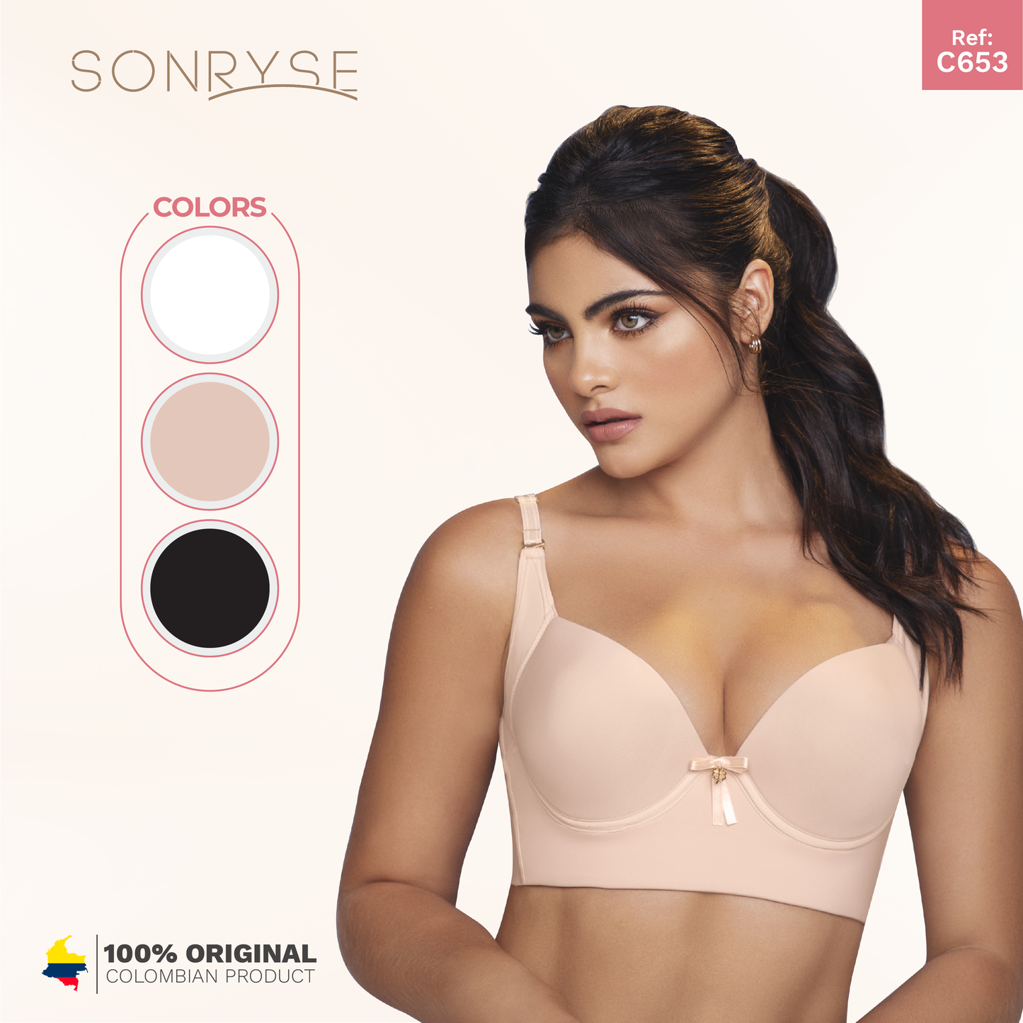 Daily Use Bra Ample coverage, Wide straps & Hoop and side bone Sonryse C653
