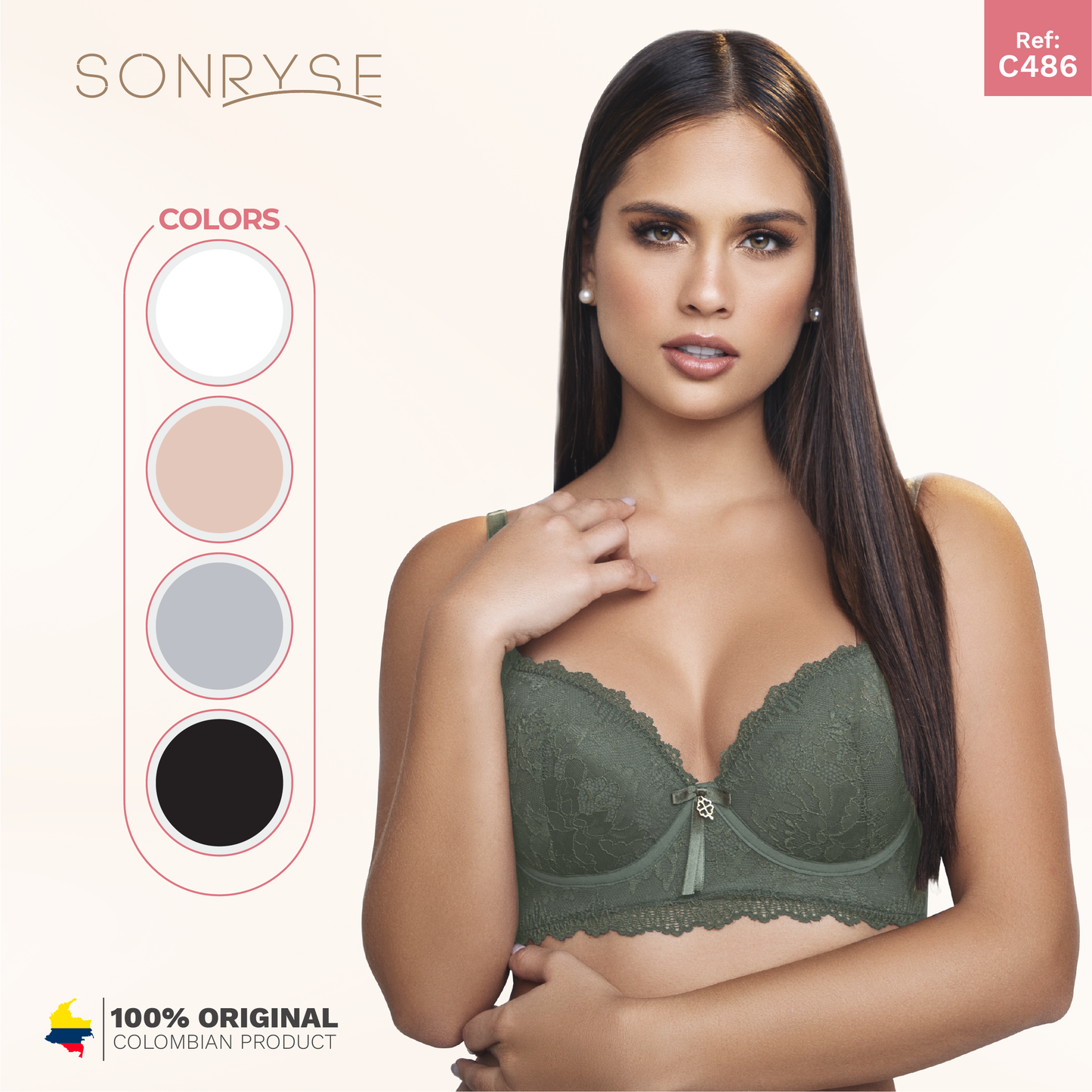 Daily Use Bra Breathable full cups, Flexible side bones &The straps are removable Sonryse C486