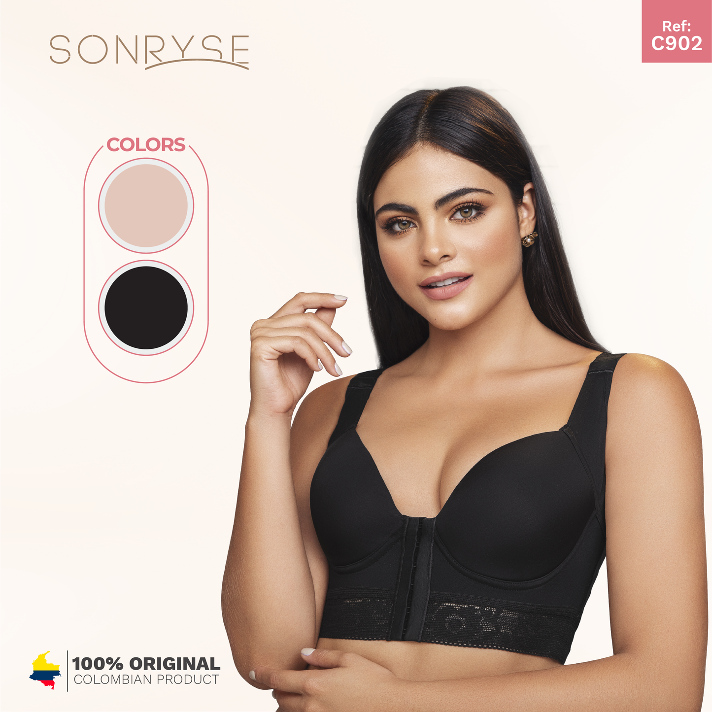 Daily Use Bra extra coverage under the arms and back & 6 front hooks Sonryse C902