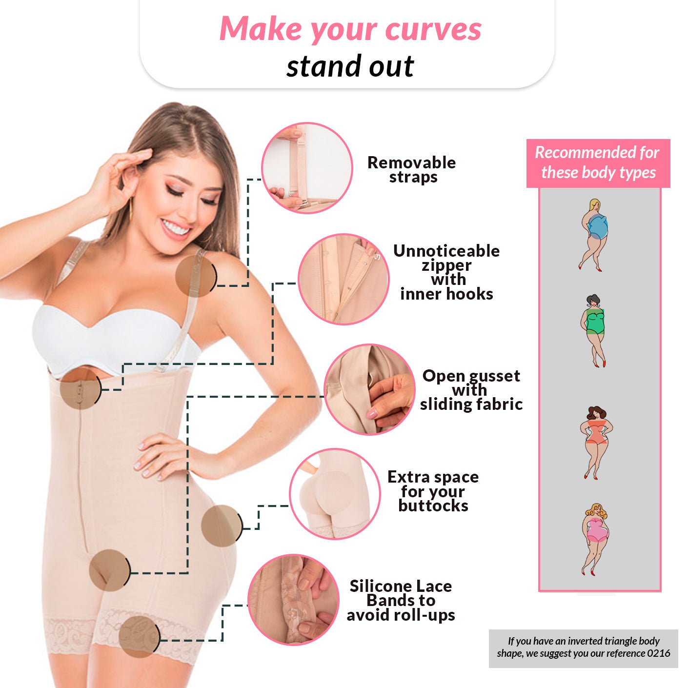 Fajas Salome 0215 | Postpartum Body Shaper After Pregnancy Girdle | Daily Use Strapless Butt Lifter for Dress