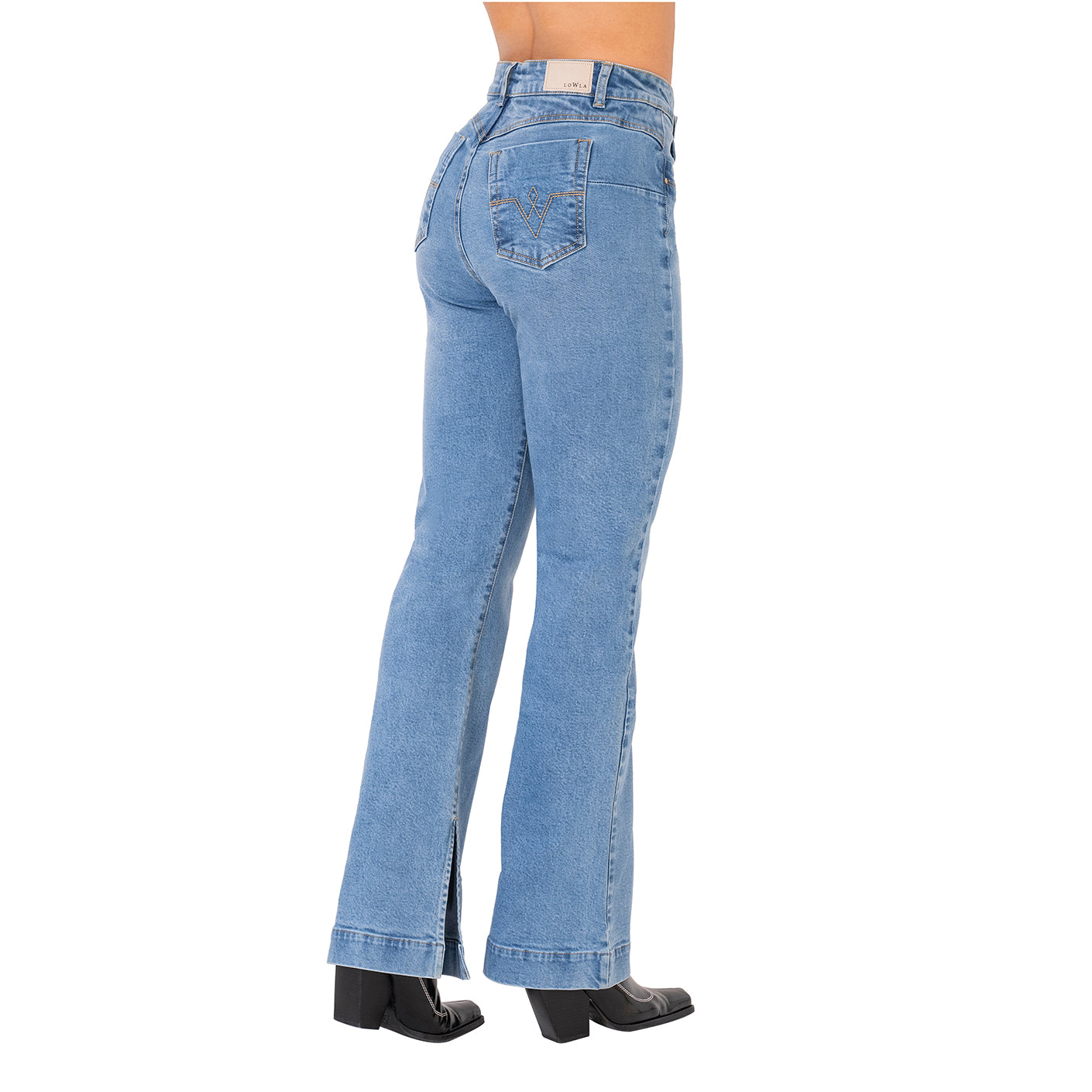 LOWLA 212358 | High Rise Butt Lift Mom Flare Colombian Jeans with Ankle Openings