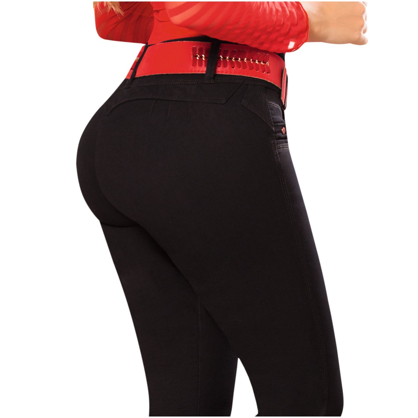 DRAXY 1334 Colombian Mid Rise Skinny Jeans With Belt