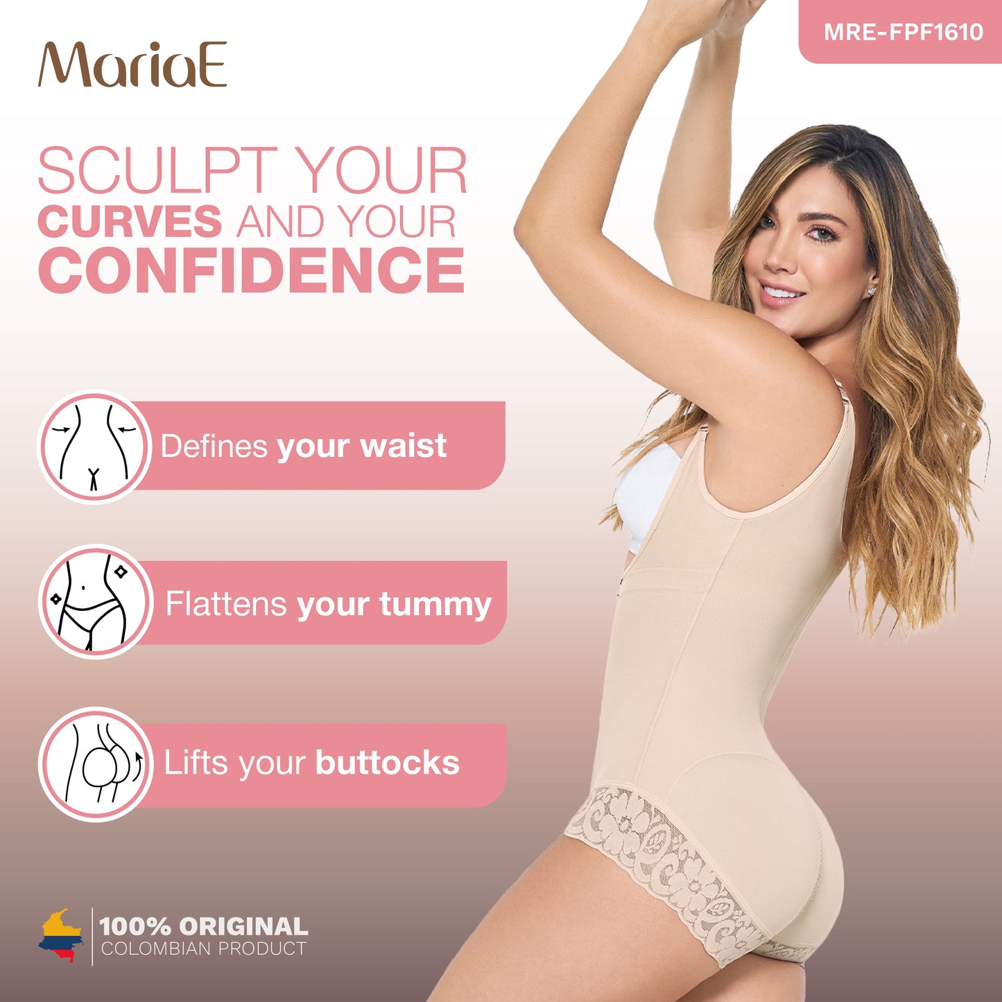 Pospartum Hiphugger Shapewear Bodysuit Fajas Colombianas MARIAE FPF1610