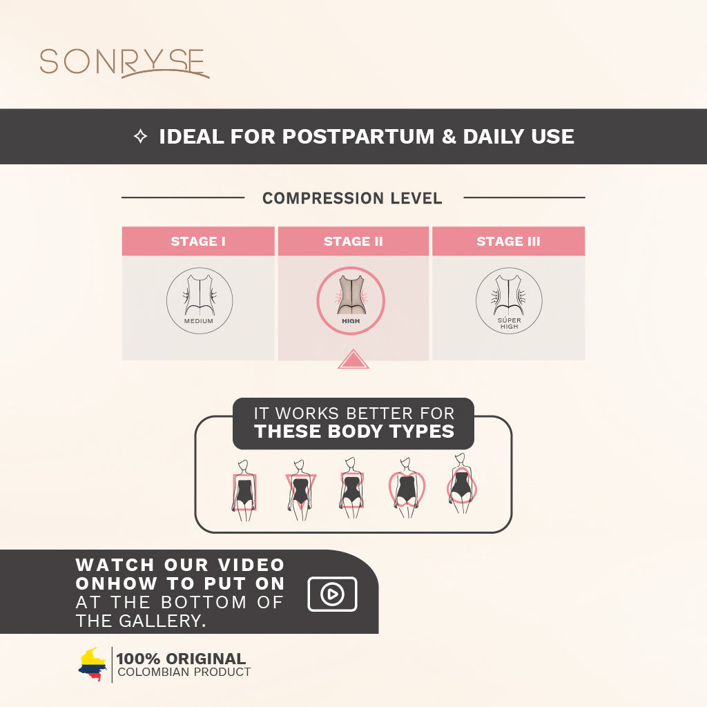 Postpartum C-Section, Open Bust, Mid-Back, High Compression Body Shaper Fajas Sonryse 050ZL