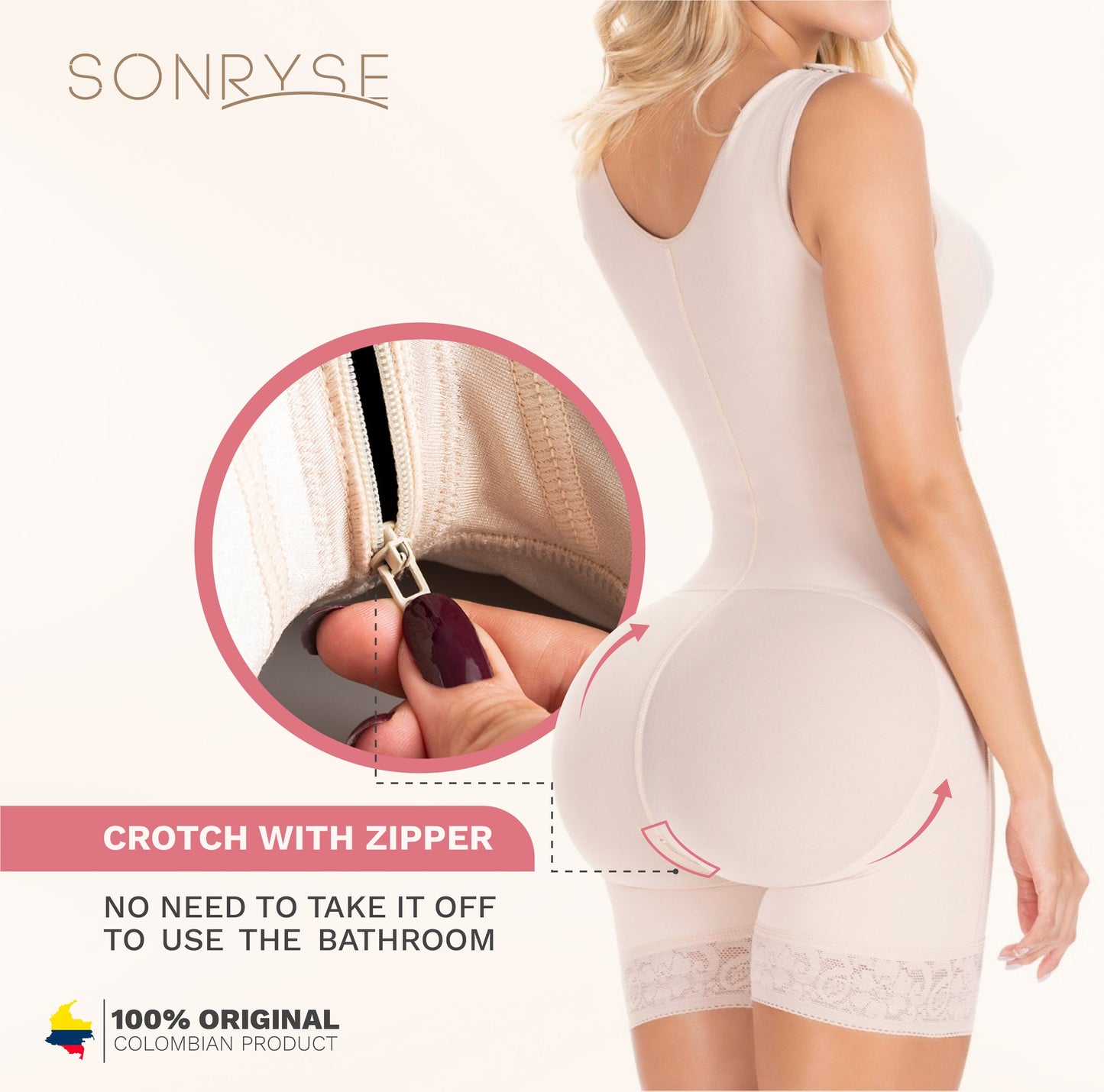 Postpartum C-Section, High-Back, Wide Strap, High Compression Shapewear Fajas Sonryse 058ZL